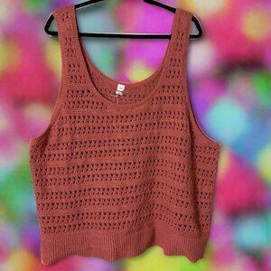 Old Navy 4X Plus Size Knit Crochet Tank Top – Dusty Rose Sleeveless Boho Style